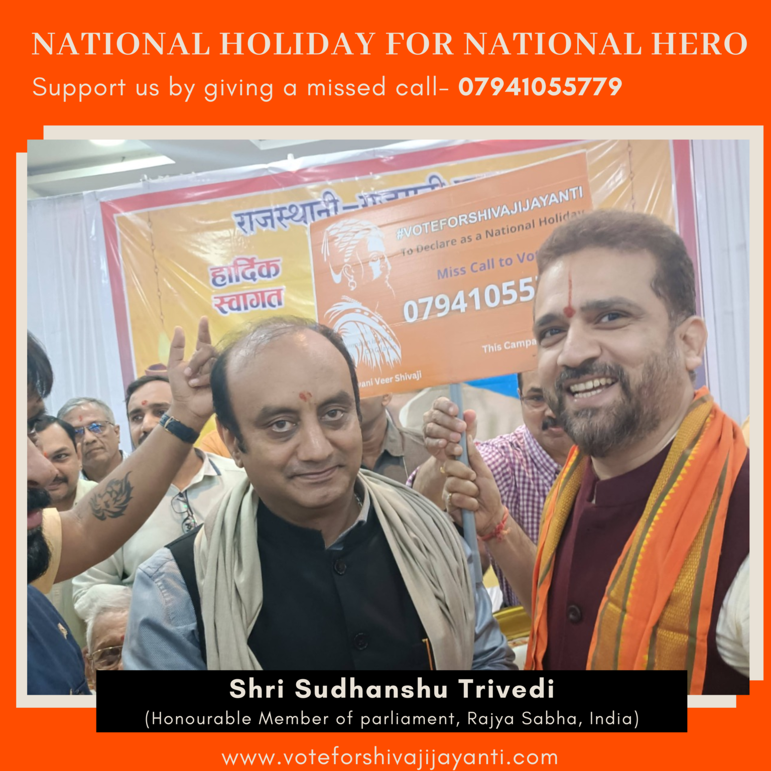 Sudhanshu Trivedi Supporting the “Vote for Shivaji Jayanti” Campaign