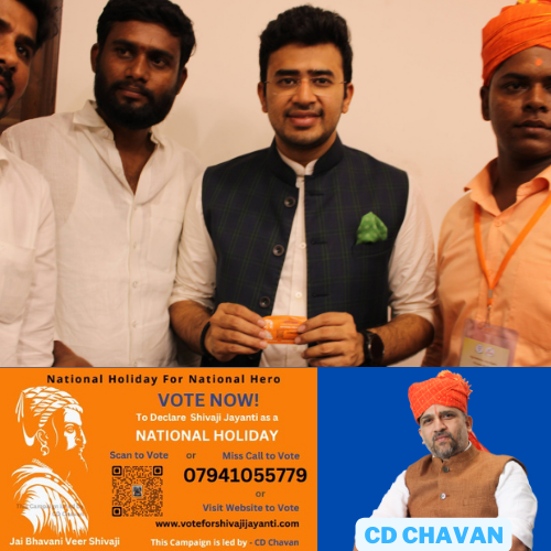 Tejasvi Surya Supporter of the Shivaji Jayanti Campaign