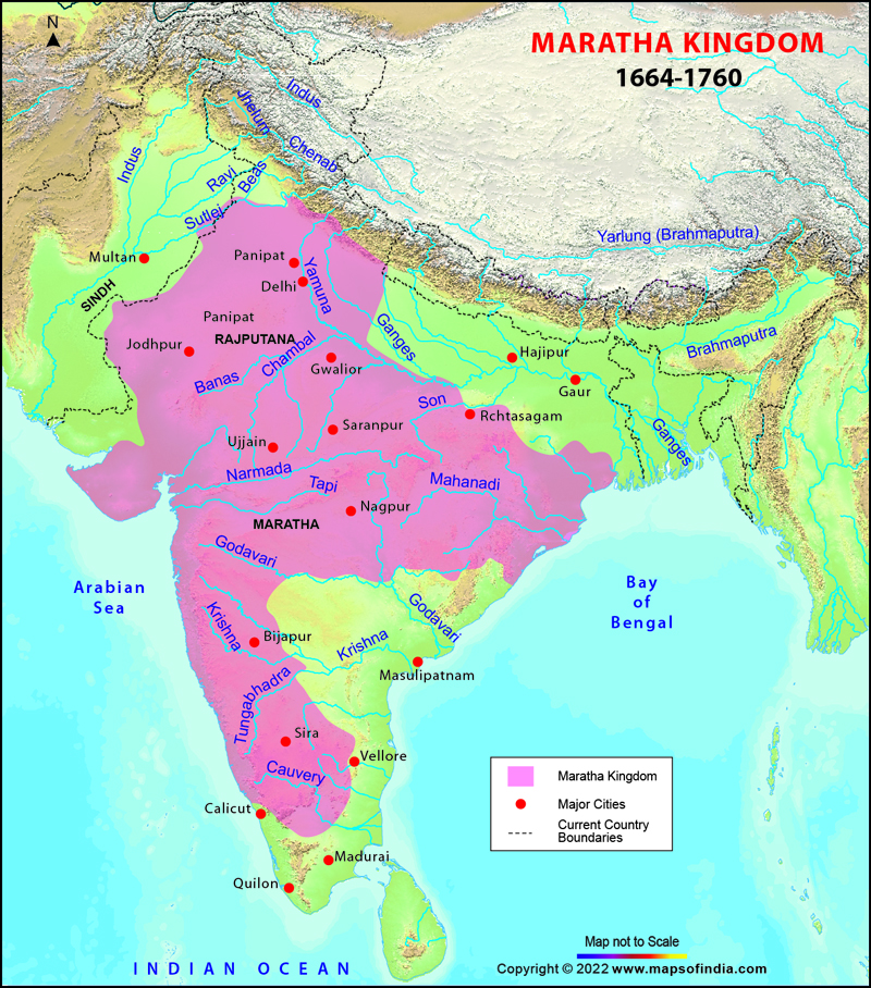 India Map at The Time of Shivaji Maharaj