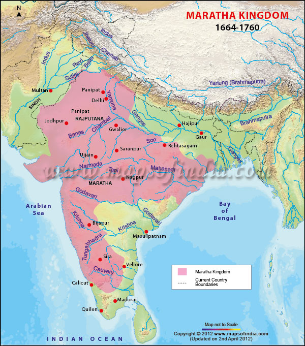 India Map at The Time of Shivaji Maharaj